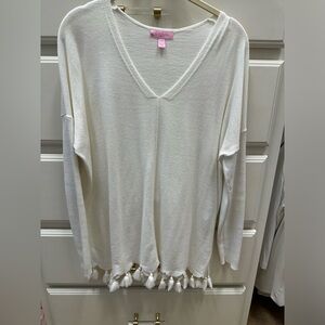 Lilly Pulitzer White Tassel Tunuc Sweater